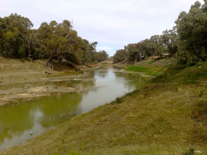 The Darling River with some water running.