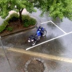 My bike stayed on the street with saddlebags on all night. Too wet and so route was changed.